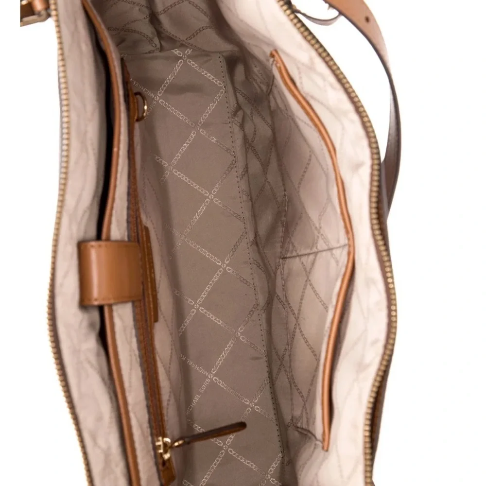 Michael Kors Dark Brown Logo Tote with Tan Straps